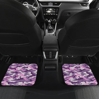 Pink Purple And Grey Camouflage Print Front and Back Car Floor Mats