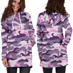 Pink Purple And Grey Camouflage Print Hoodie Dress GearFrost