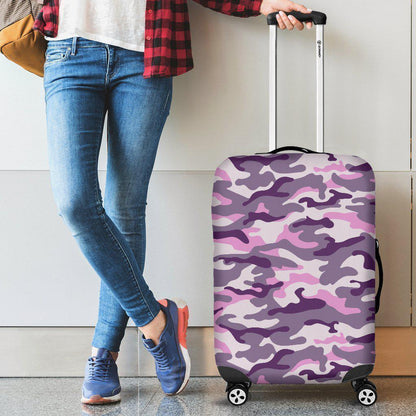 Pink Purple And Grey Camouflage Print Luggage Cover GearFrost