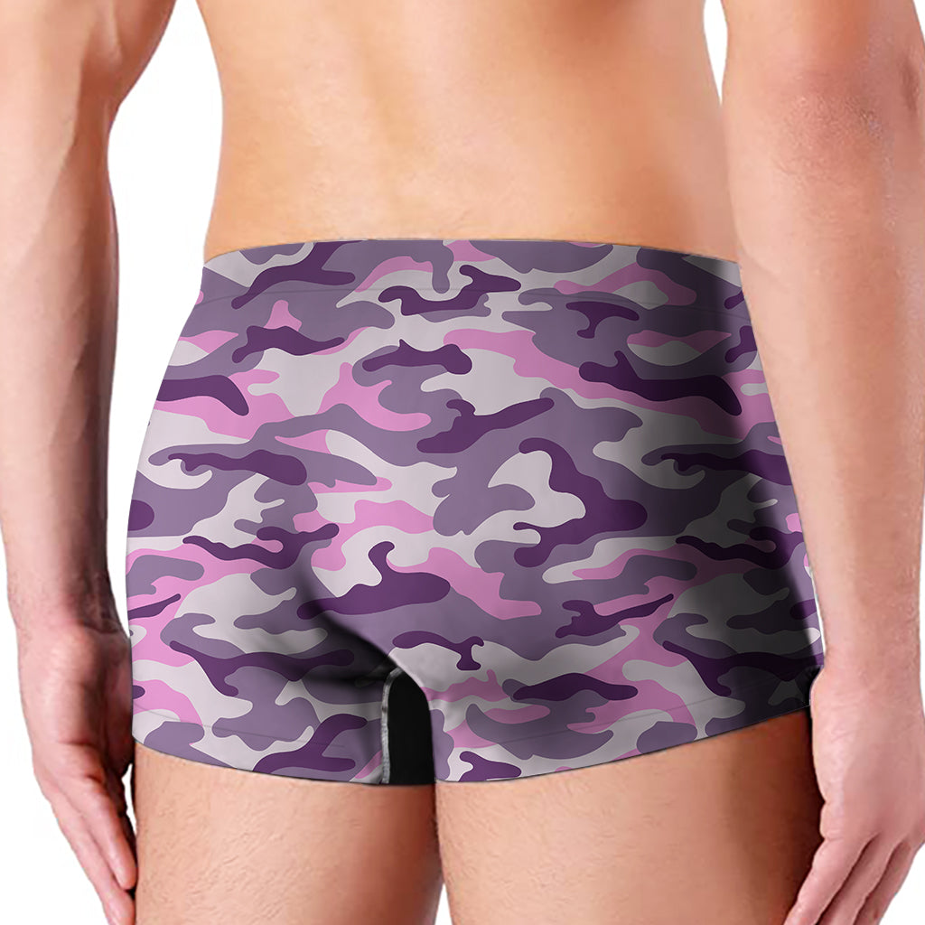 Pink Purple And Grey Camouflage Print Men's Boxer Briefs