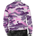 Pink Purple And Grey Camouflage Print Men's Crewneck Sweatshirt GearFrost
