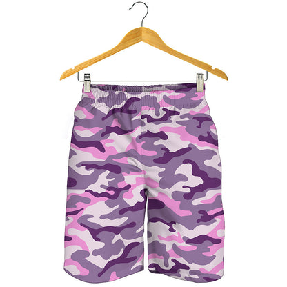 Pink Purple And Grey Camouflage Print Men's Shorts