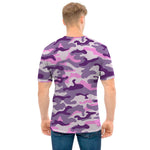 Pink Purple And Grey Camouflage Print Men's T-Shirt