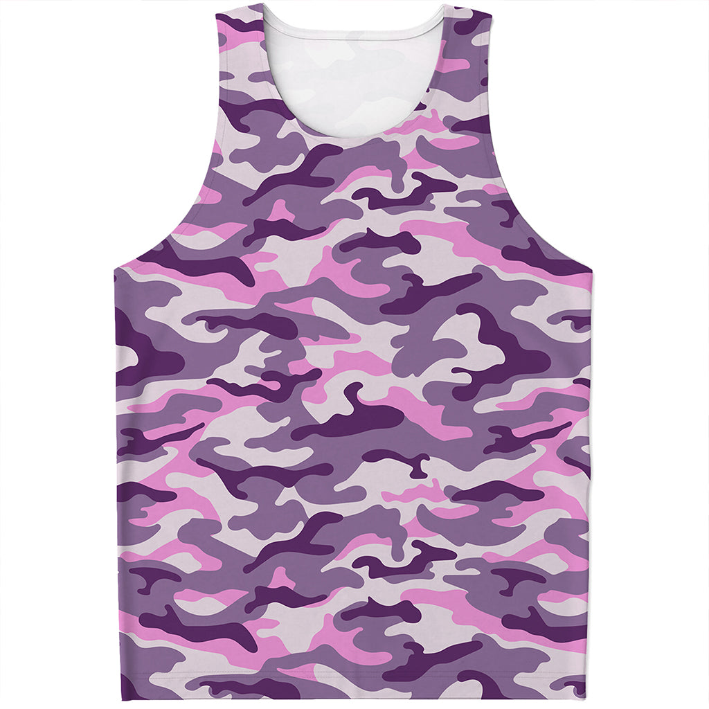 Pink Purple And Grey Camouflage Print Men's Tank Top