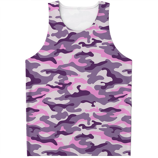 Pink Purple And Grey Camouflage Print Men's Tank Top