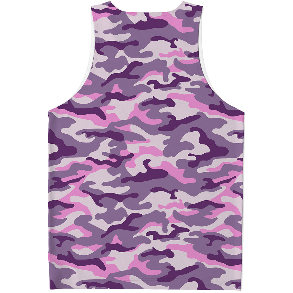 Pink Purple And Grey Camouflage Print Men's Tank Top