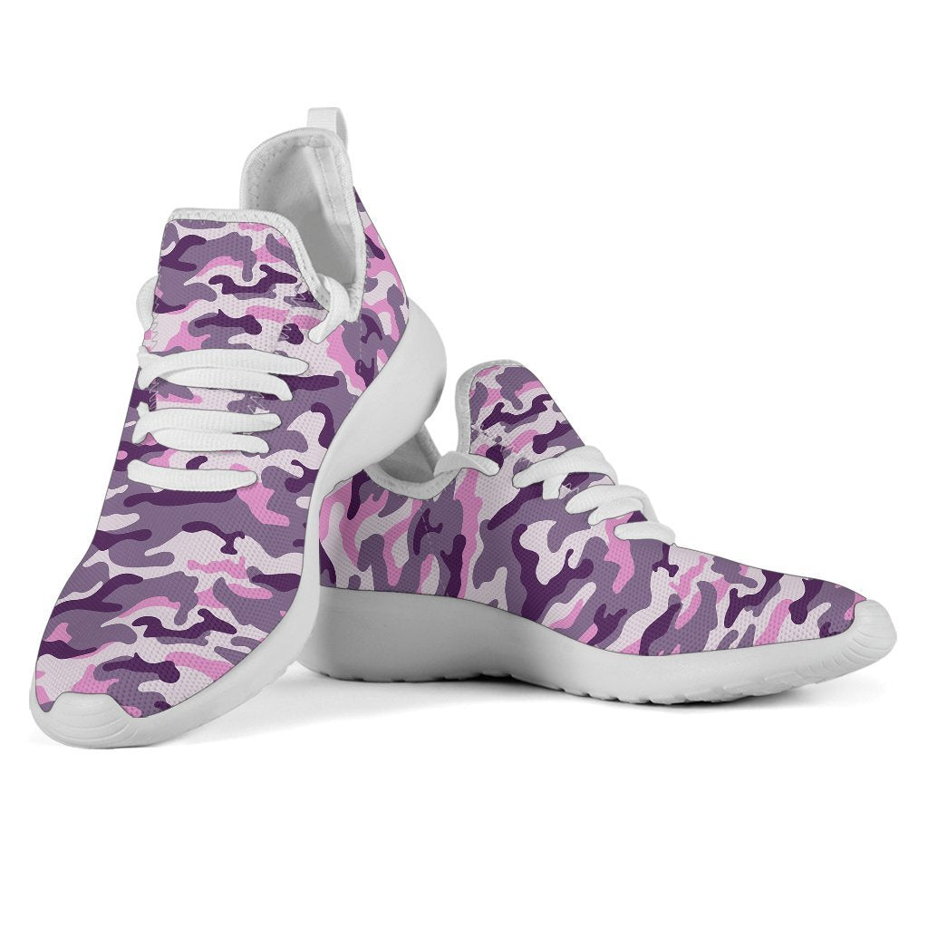 Pink Purple And Grey Camouflage Print Mesh Knit Shoes GearFrost