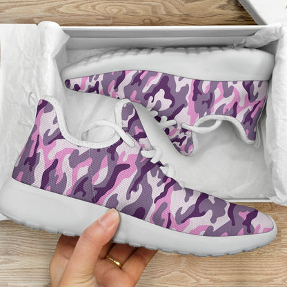 Pink Purple And Grey Camouflage Print Mesh Knit Shoes GearFrost