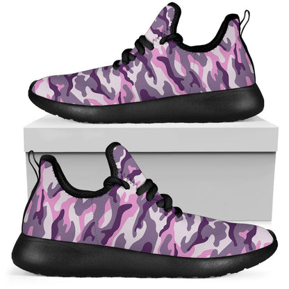 Pink Purple And Grey Camouflage Print Mesh Knit Shoes GearFrost