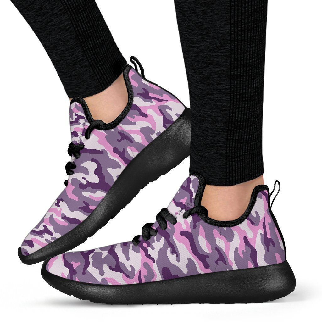 Pink Purple And Grey Camouflage Print Mesh Knit Shoes GearFrost