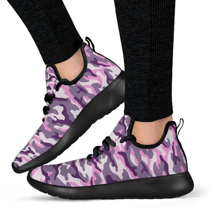 Pink Purple And Grey Camouflage Print Mesh Knit Shoes GearFrost