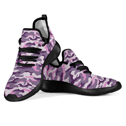 Pink Purple And Grey Camouflage Print Mesh Knit Shoes GearFrost