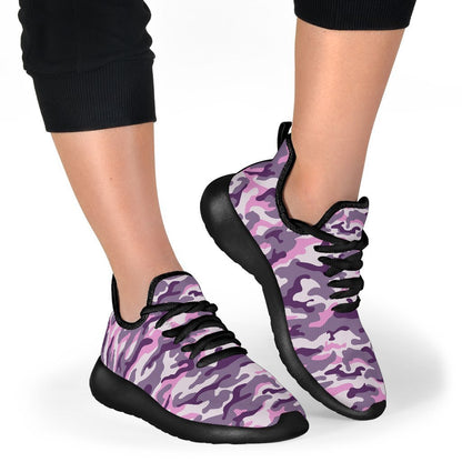 Pink Purple And Grey Camouflage Print Mesh Knit Shoes GearFrost