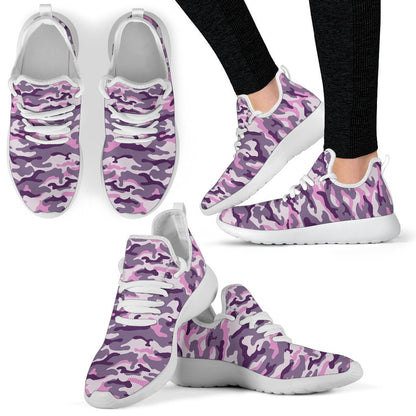 Pink Purple And Grey Camouflage Print Mesh Knit Shoes GearFrost