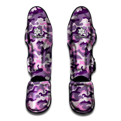 Pink Purple And Grey Camouflage Print Muay Thai Shin Guard