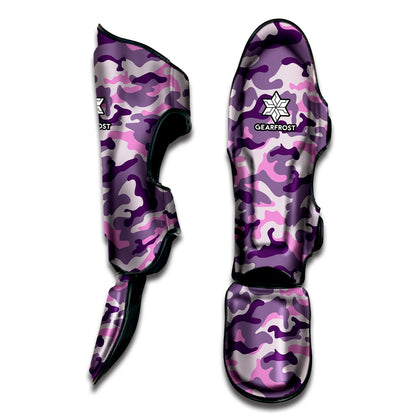 Pink Purple And Grey Camouflage Print Muay Thai Shin Guard