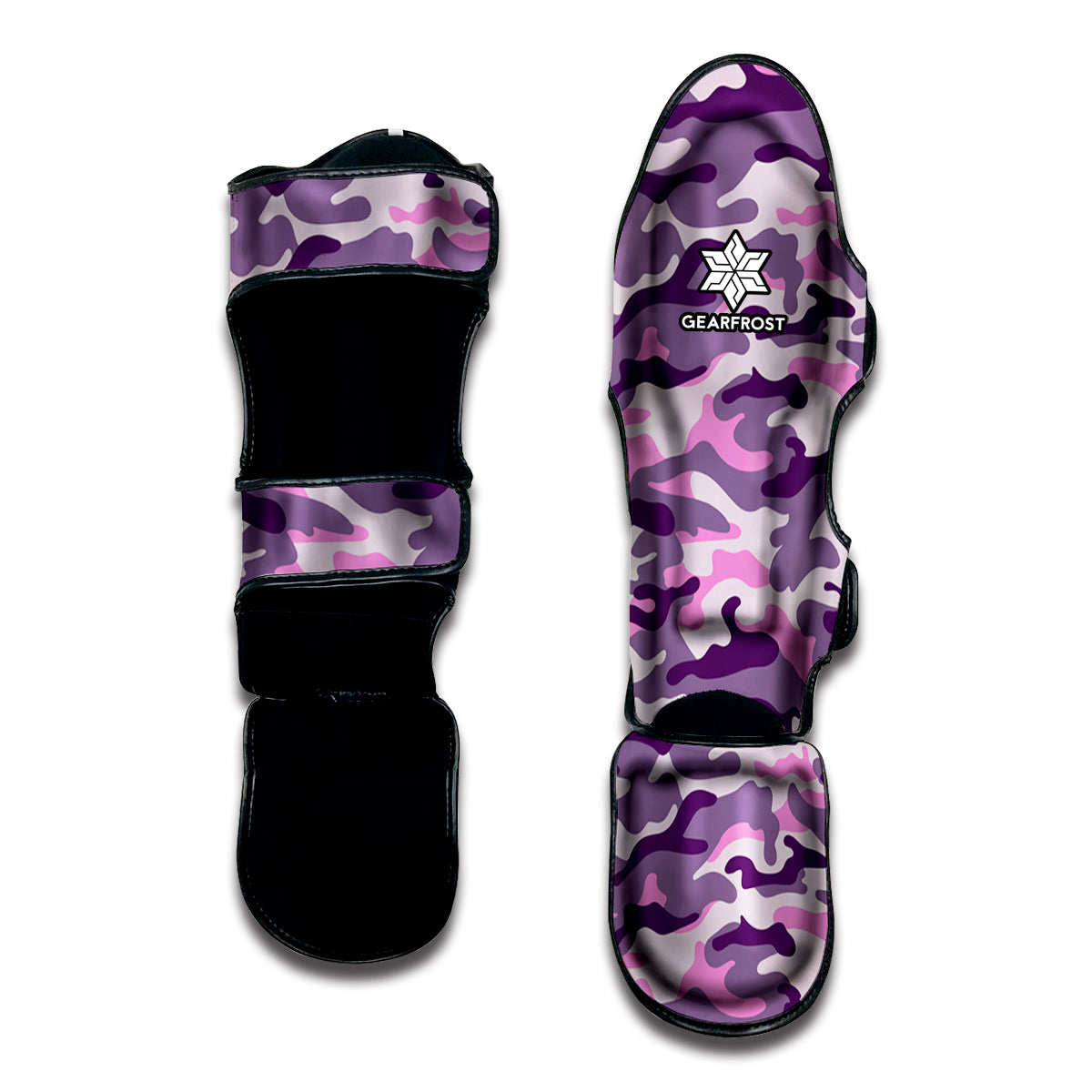 Pink Purple And Grey Camouflage Print Muay Thai Shin Guard