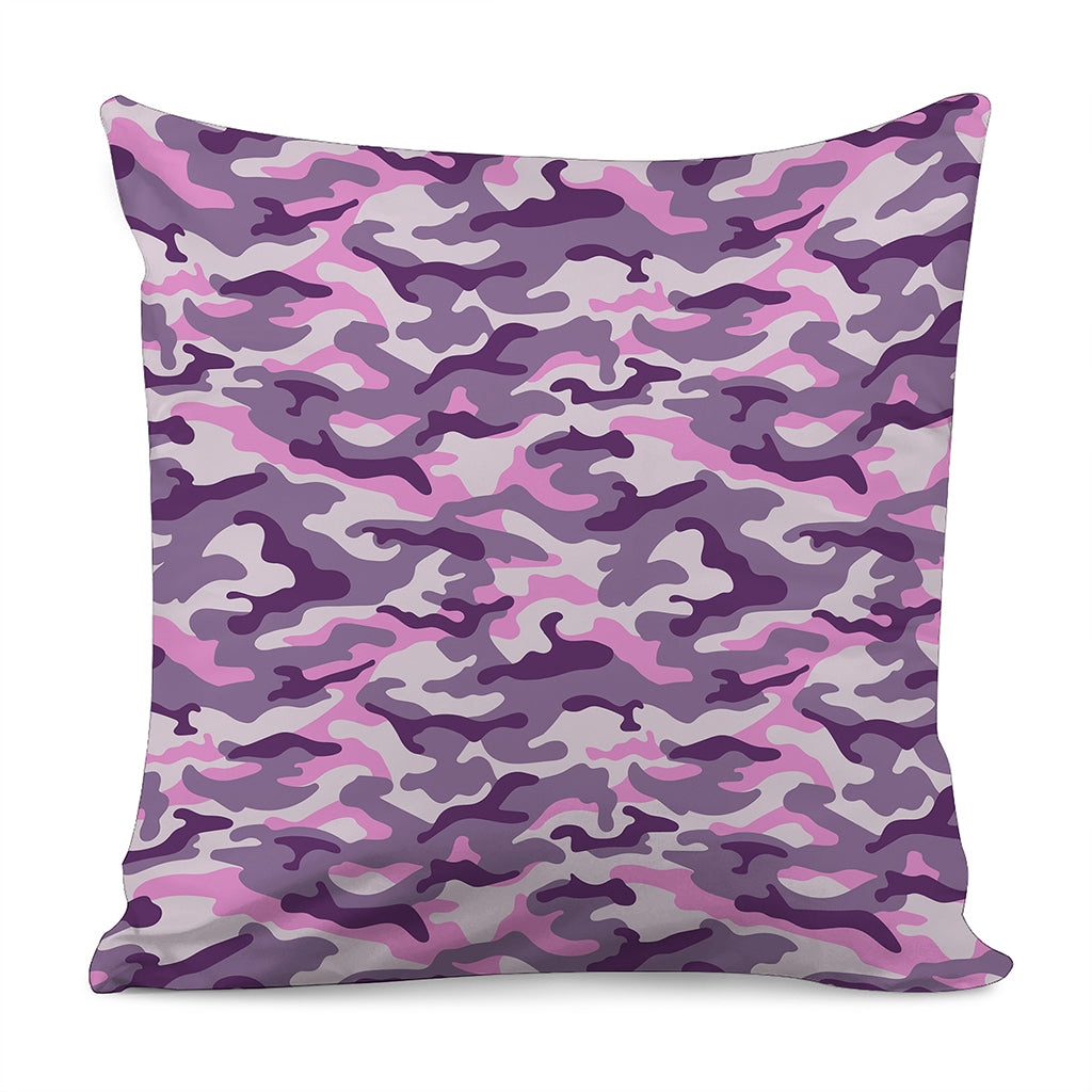 Pink Purple And Grey Camouflage Print Pillow Cover
