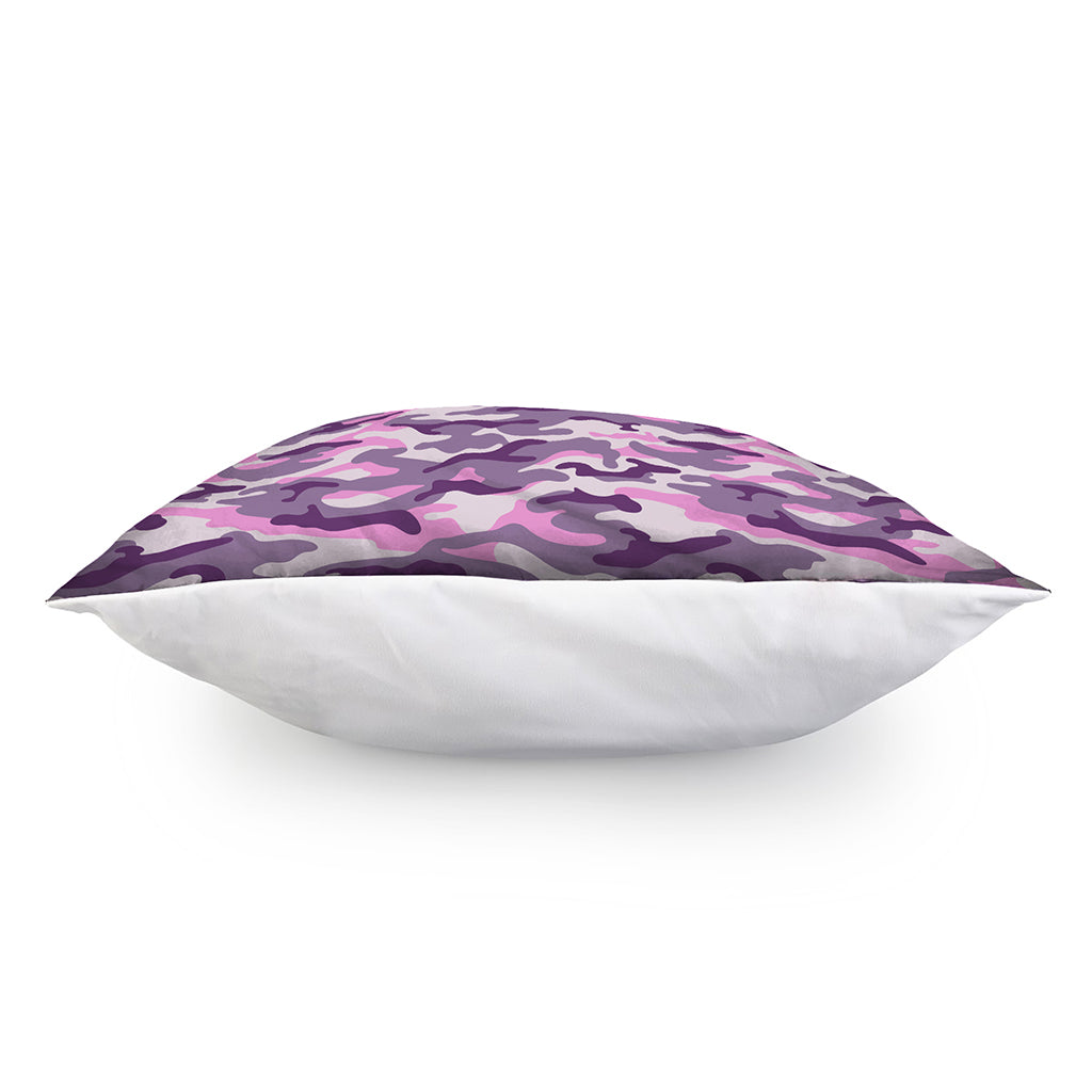 Pink Purple And Grey Camouflage Print Pillow Cover