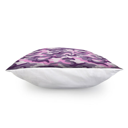 Pink Purple And Grey Camouflage Print Pillow Cover