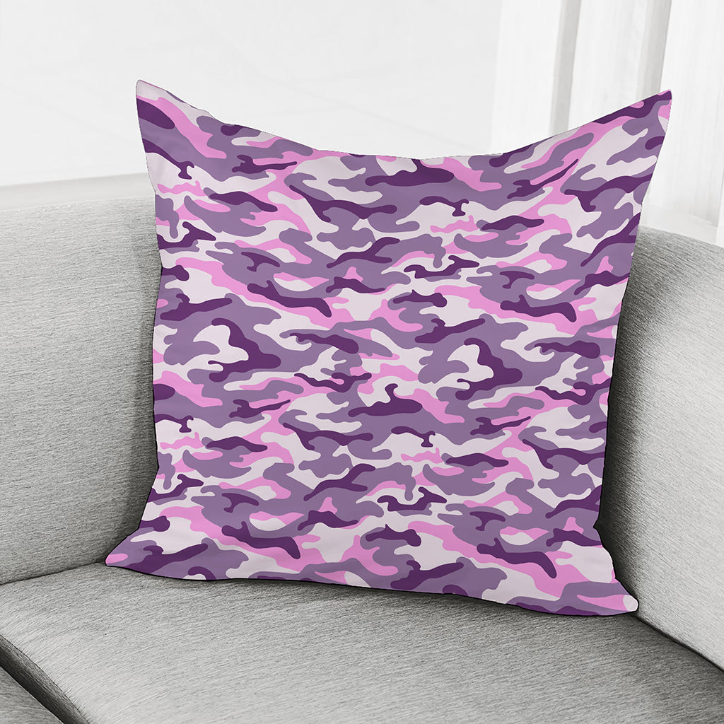 Pink Purple And Grey Camouflage Print Pillow Cover