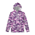 Pink Purple And Grey Camouflage Print Pullover Hoodie