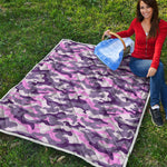 Pink Purple And Grey Camouflage Print Quilt
