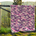 Pink Purple And Grey Camouflage Print Quilt