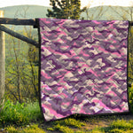 Pink Purple And Grey Camouflage Print Quilt