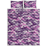Pink Purple And Grey Camouflage Print Quilt Bed Set