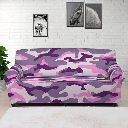Pink Purple And Grey Camouflage Print Sofa Cover