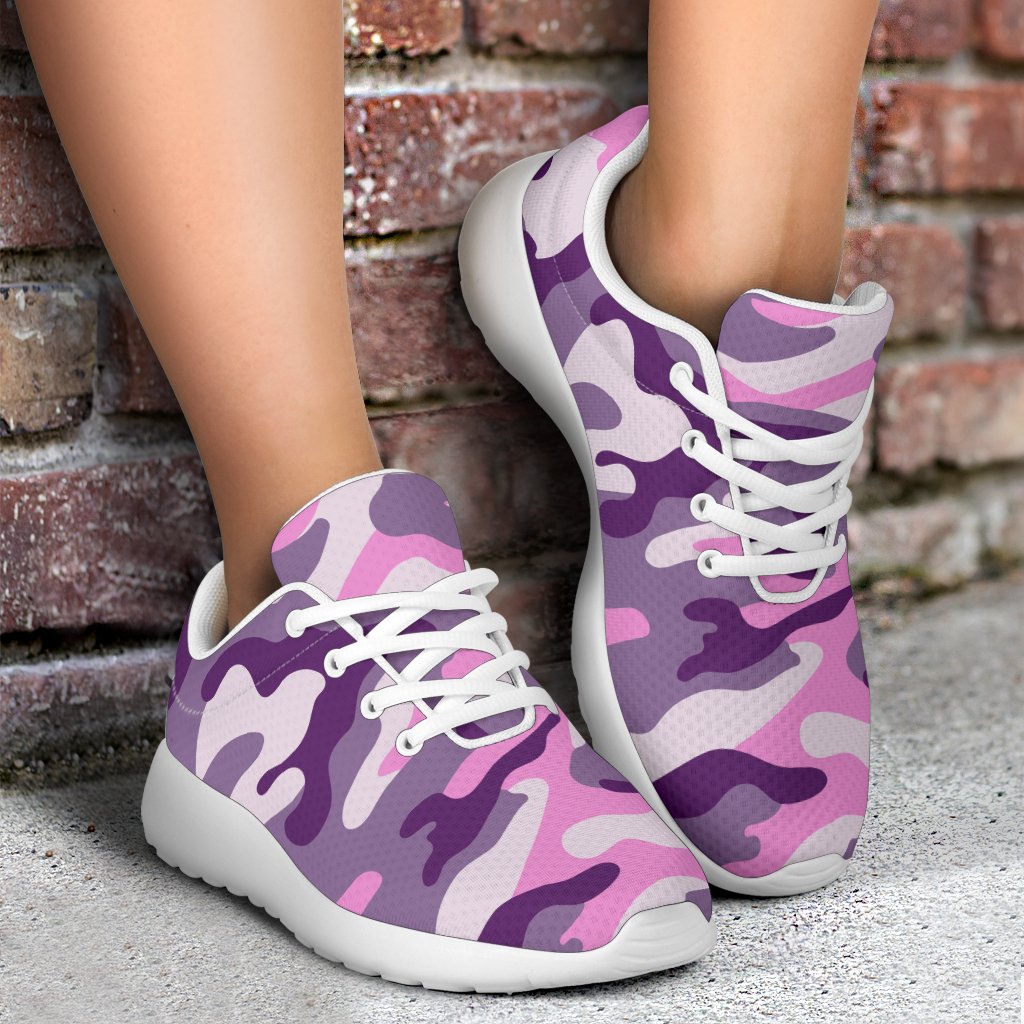 Pink Purple And Grey Camouflage Print Sport Shoes GearFrost