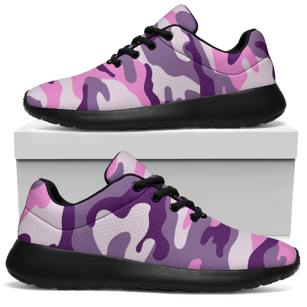 Pink Purple And Grey Camouflage Print Sport Shoes GearFrost