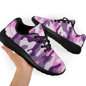 Pink Purple And Grey Camouflage Print Sport Shoes GearFrost