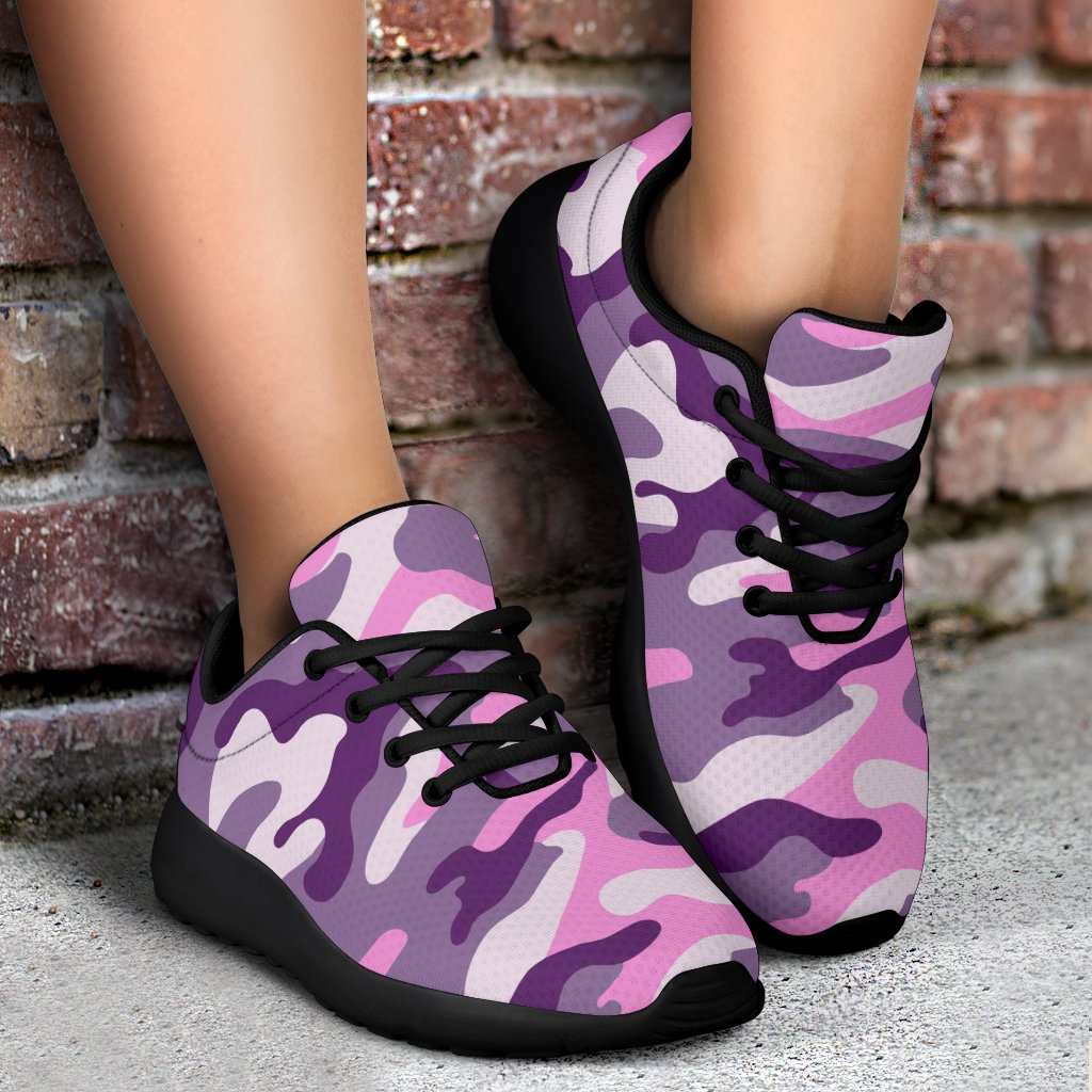 Pink Purple And Grey Camouflage Print Sport Shoes GearFrost