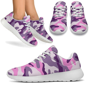 Pink Purple And Grey Camouflage Print Sport Shoes GearFrost