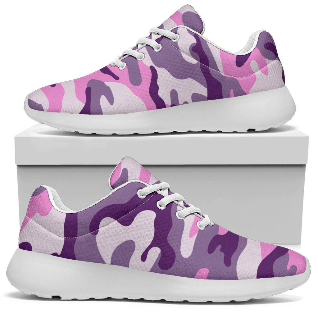 Pink Purple And Grey Camouflage Print Sport Shoes GearFrost