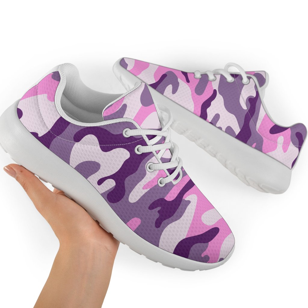 Pink Purple And Grey Camouflage Print Sport Shoes GearFrost