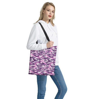 Pink Purple And Grey Camouflage Print Tote Bag
