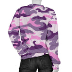 Pink Purple And Grey Camouflage Print Women's Crewneck Sweatshirt GearFrost