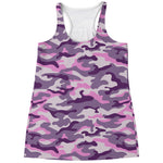 Pink Purple And Grey Camouflage Print Women's Racerback Tank Top
