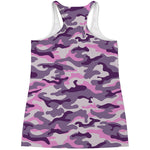Pink Purple And Grey Camouflage Print Women's Racerback Tank Top