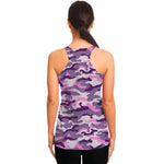 Pink Purple And Grey Camouflage Print Women's Racerback Tank Top