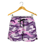 Pink Purple And Grey Camouflage Print Women's Shorts