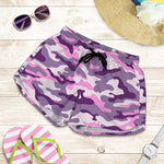 Pink Purple And Grey Camouflage Print Women's Shorts