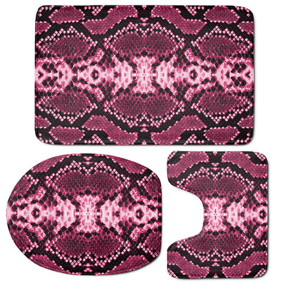 Pink Python Snakeskin Print 3 Piece Bath Mat Set