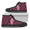 Pink Python Snakeskin Print Black High Top Sneakers
