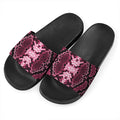 Pink Python Snakeskin Print Black Slide Sandals