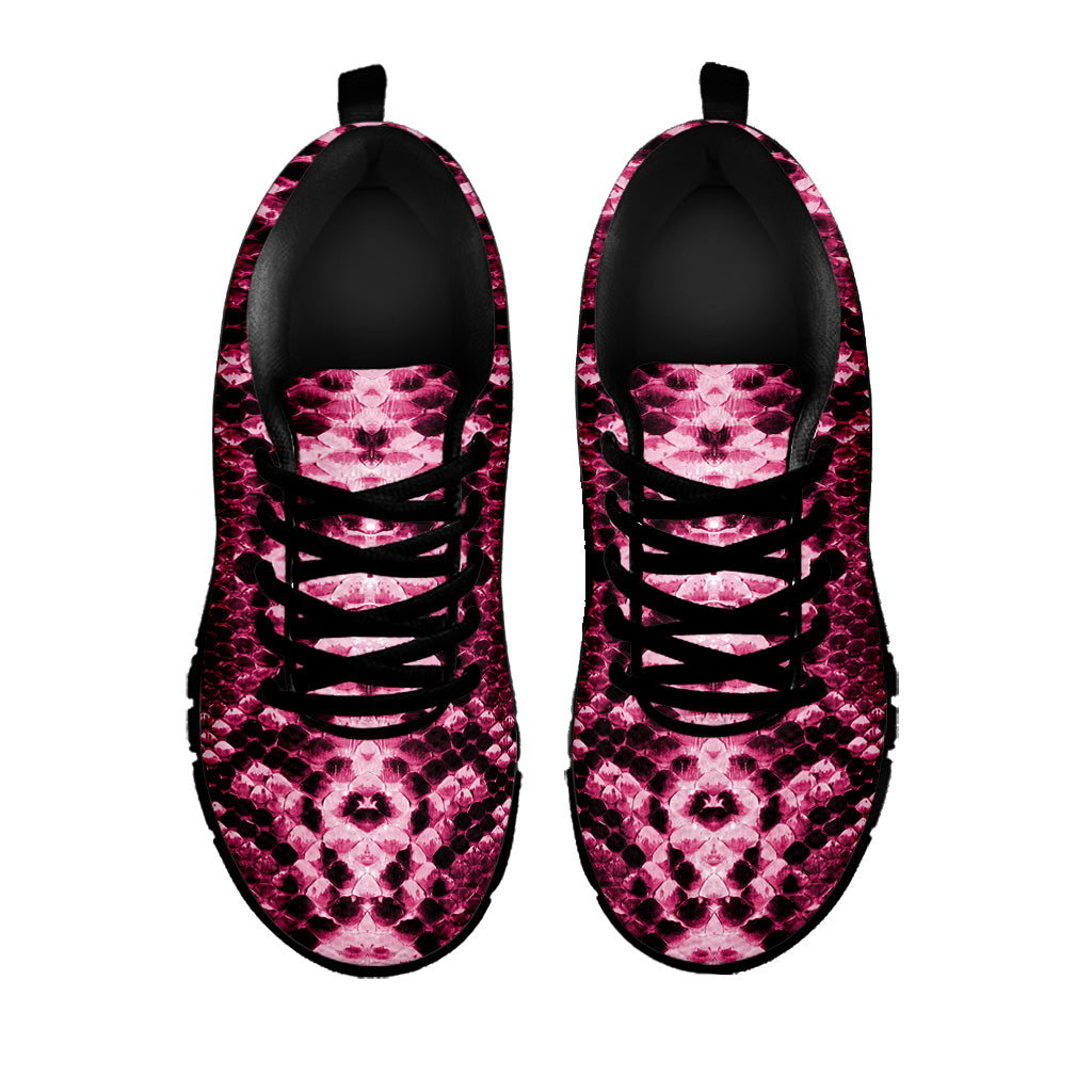 Pink Python Snakeskin Print Black Sneakers