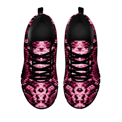 Pink Python Snakeskin Print Black Sneakers